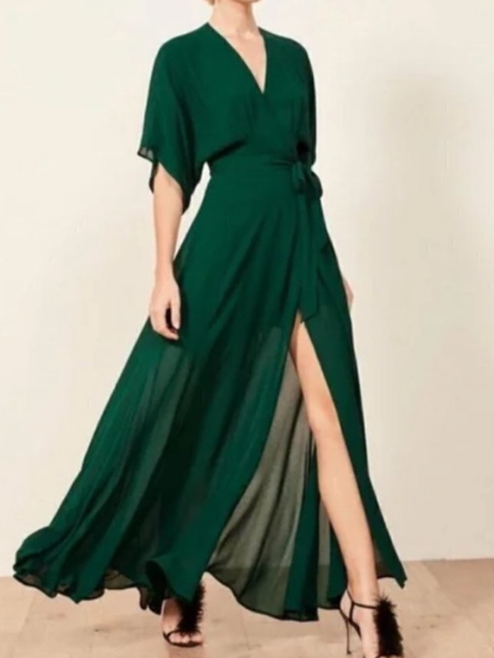 Reformation Emerald Green Wrap Winslow Dress NWTs sz SP